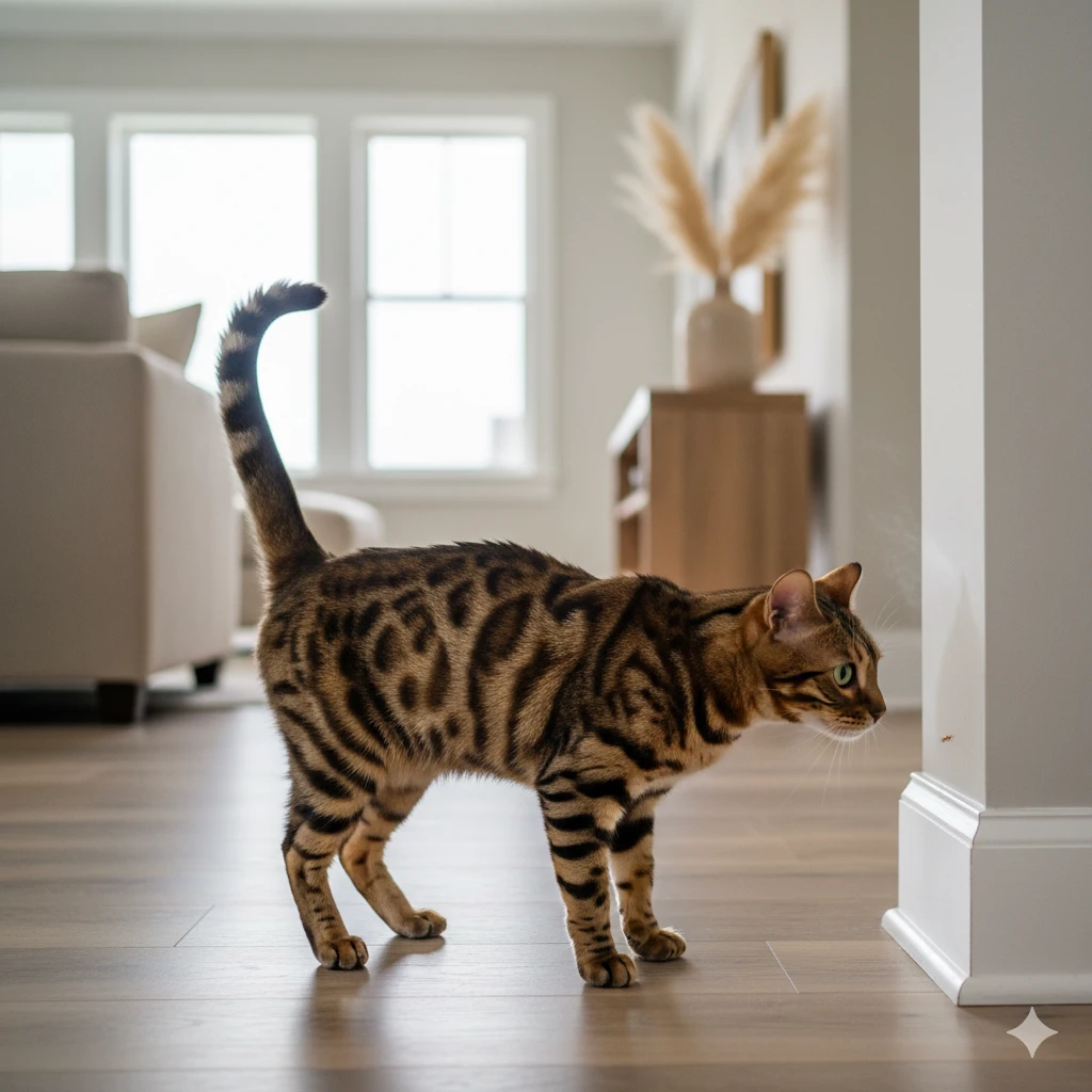 la propreté du chat bengal - chat qui urine sur le mur