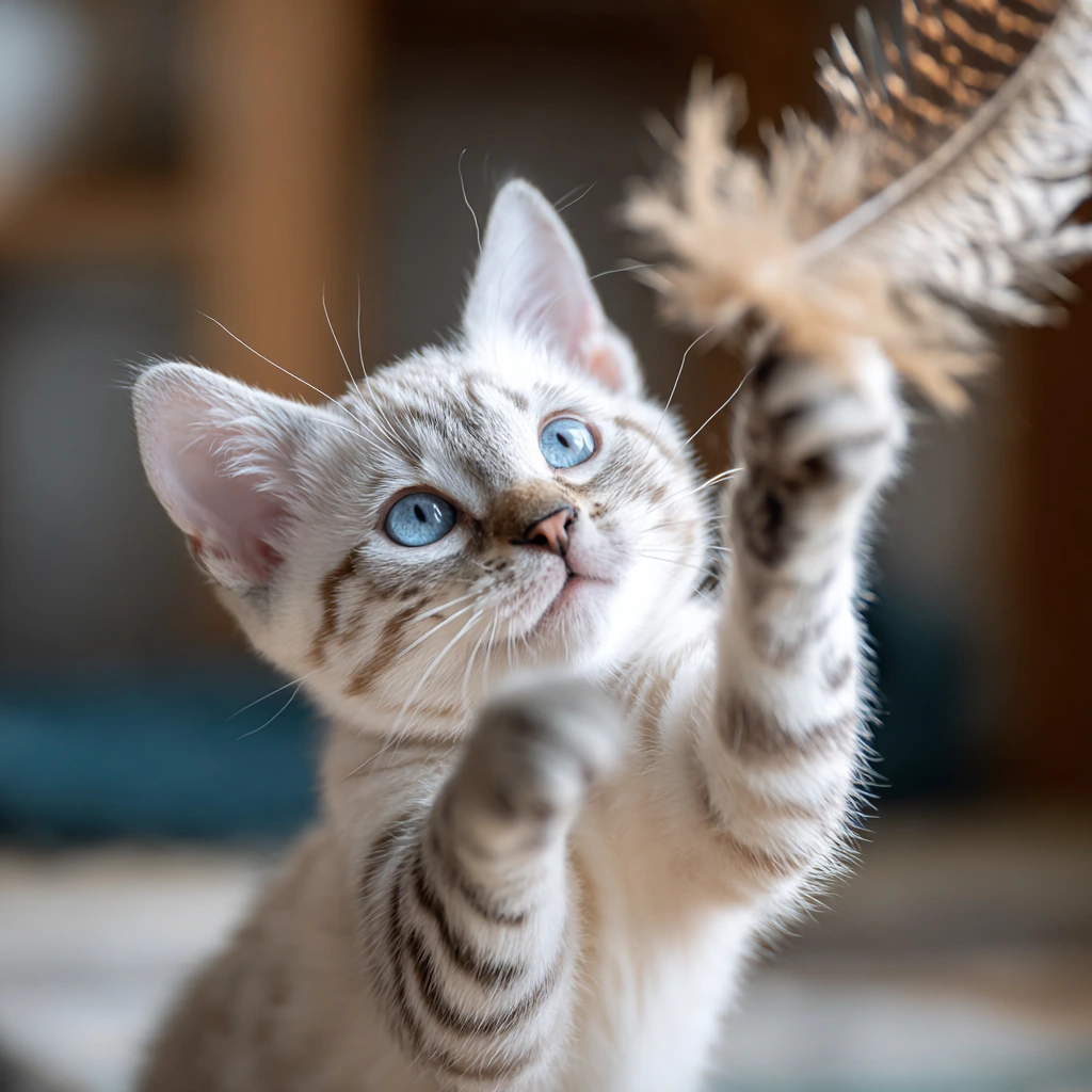 chaton bengal qui joue dans un appartement